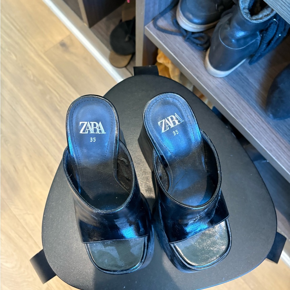Zara Shiny Black Women's heels